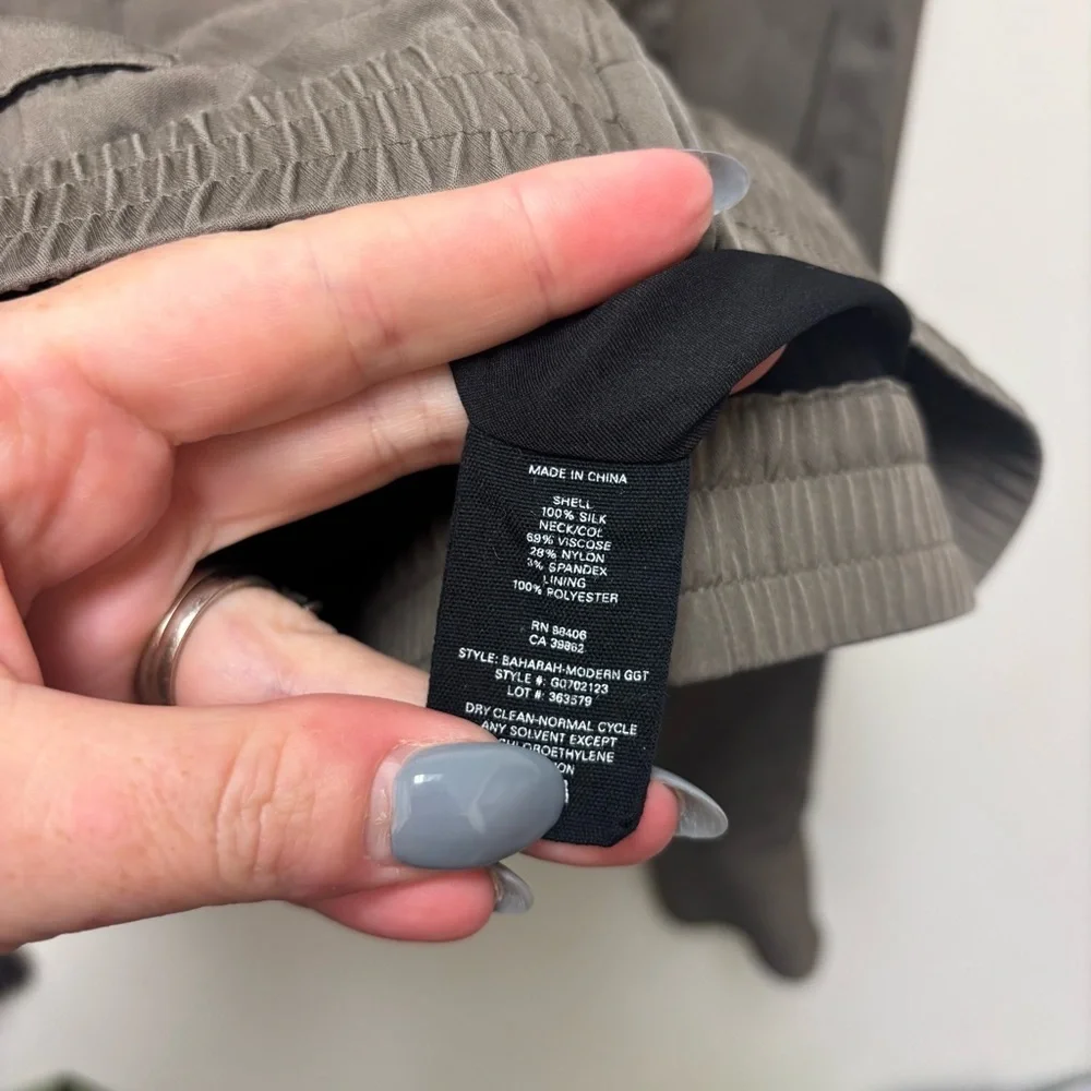 THEORY Baharah Silk Bomber Jacket green black
